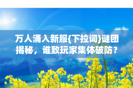 谁致玩家集体破防图片