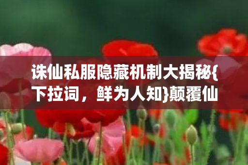 诛仙私服隐藏机制大揭秘图片