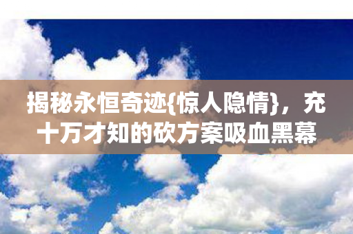 充十万才知的砍方案吸血黑幕图片
