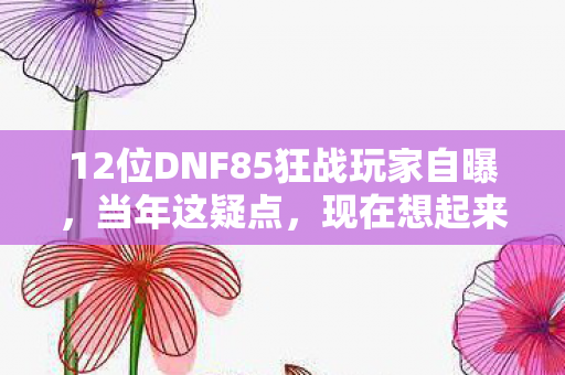 12位DNF85狂战玩家自曝,当年这疑点,现在想起来还是绷不住! 12位DNF85狂战玩家自曝,当年这疑点,现在想起来还是绷不住!