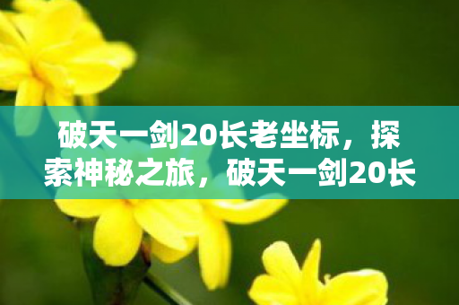 破天一剑20长老坐标,探索神秘之旅,破天一剑20长老坐标揭秘,开启神秘之旅 破天一剑20长老坐标,探索神秘之旅,破天一剑20长老坐标揭秘,开启神秘之旅
