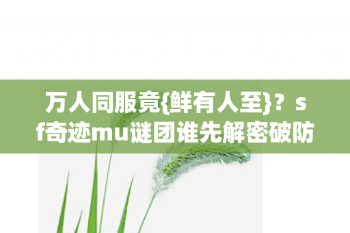 sf奇迹mu谜团谁先解密破防图片