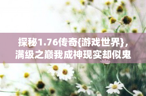 探秘1.76传奇{游戏世界}，满级之巅我成神现实却似鬼