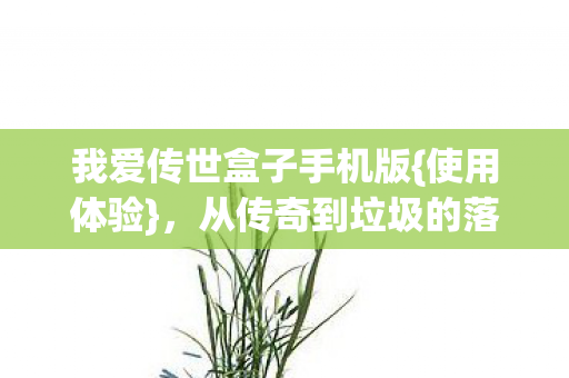 我爱传世盒子手机版{使用体验},从传奇到垃圾的落差真相 我爱传世盒子手机版{使用体验},从传奇到垃圾的落差真相