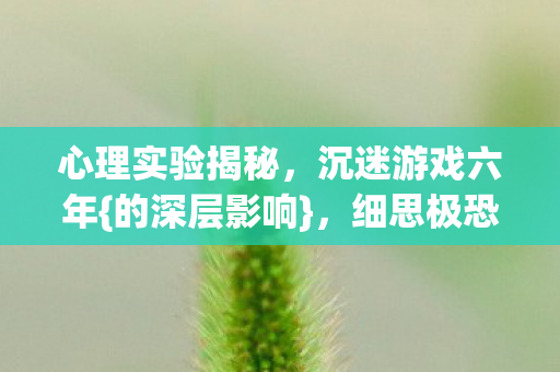 心理实验揭秘，沉迷游戏六年{的深层影响}，细思极恐之旅