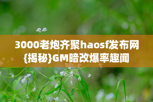 3000老炮齐聚haosf发布网{揭秘}GM暗改爆率趣闻