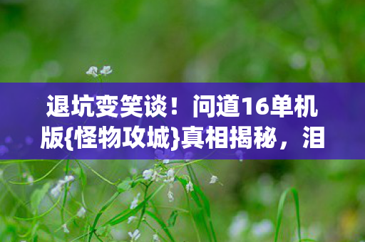 退坑变笑谈！问道16单机版{怪物攻城}真相揭秘，泪中带笑