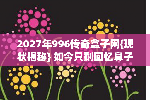 2027年996传奇盒子网{现状揭秘} 如今只剩回忆鼻子酸