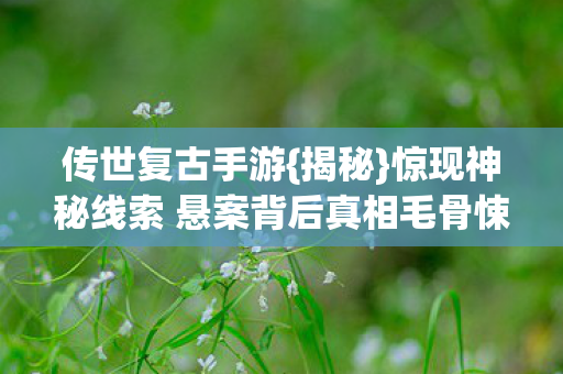 惊现神秘线索 悬案背后真相毛骨悚然图片
