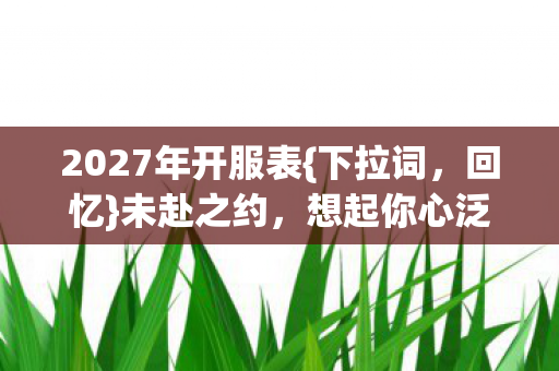 2027年开服表图片