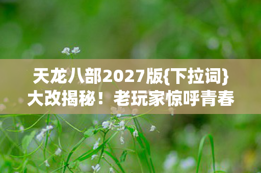 天龙八部2027版{下拉词}大改揭秘！老玩家惊呼青春不再？