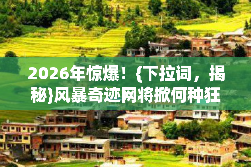风暴奇迹网将掀何种狂澜图片