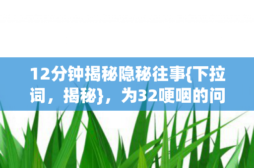 12分钟揭秘隐秘往事{下拉词，揭秘}，为32哽咽的问道深夜真相