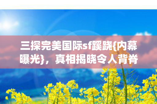 三探完美国际sf蹊跷图片