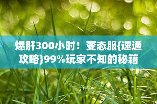 爆肝300小时！变态服{速通攻略}99%玩家不知的秘籍