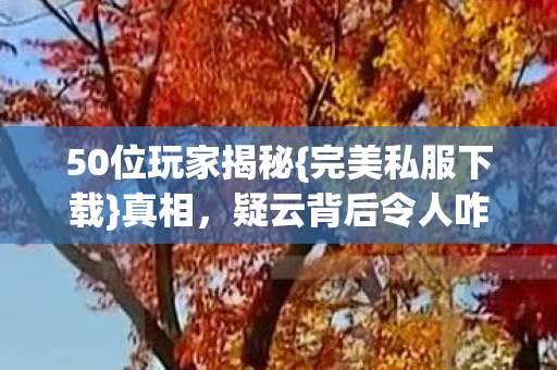 50位玩家揭秘{完美私服下载}真相,疑云背后令人咋舌! 50位玩家揭秘{完美私服下载}真相,疑云背后令人咋舌!