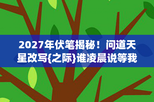 2027年伏笔揭秘！问道天星改写{之际}谁凌晨说等我鼻酸