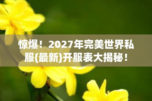 惊爆!2027年完美世界私服{最新}开服表大揭秘! 惊爆!2027年完美世界私服{最新}开服表大揭秘!