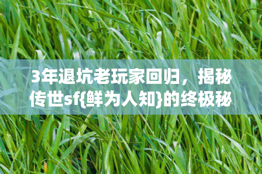 3年退坑老玩家回归图片
