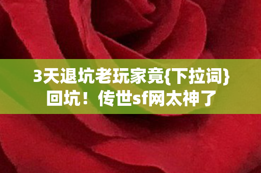 3天退坑老玩家竟{下拉词}回坑！传世sf网太神了