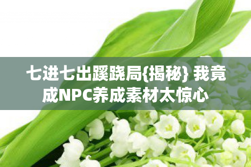 我竟成NPC养成素材太惊心图片