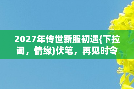2027年传世新服初遇图片