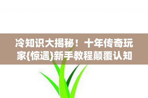 新手教程颠覆认知图片
