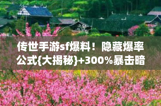 传世手游sf爆料图片