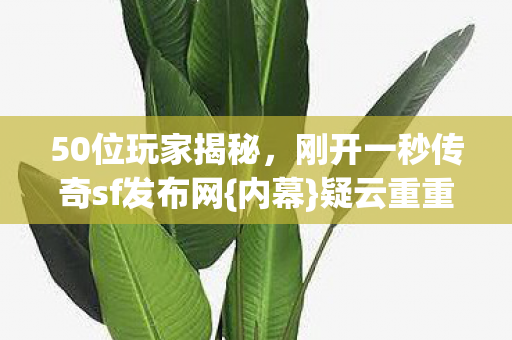 刚开一秒传奇sf发布网图片