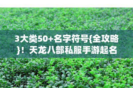 天龙八部私服手游起名必看图片