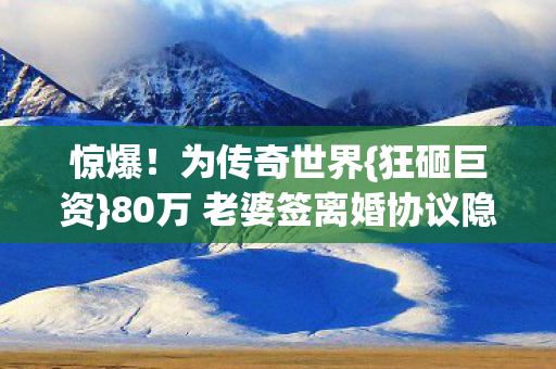 80万 老婆签离婚协议隐情图片