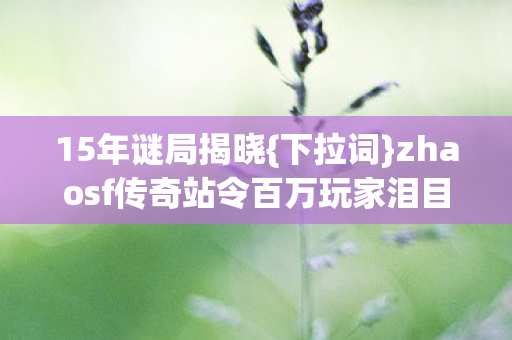 15年谜局揭晓{下拉词}zhaosf传奇站令百万玩家泪目
