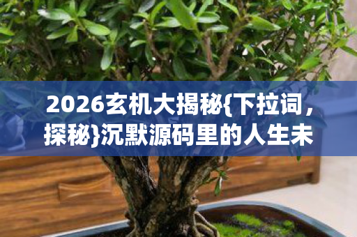 2026玄机大揭秘{下拉词,探秘}沉默源码里的人生未解谜团 2026玄机大揭秘{下拉词,探秘}沉默源码里的人生未解谜团