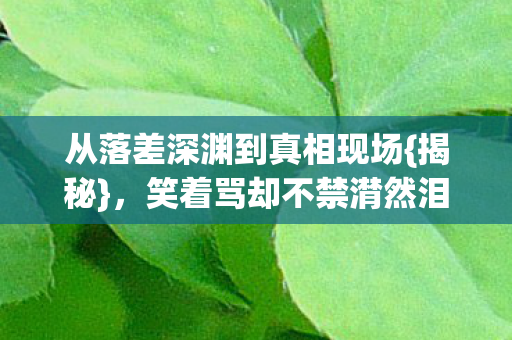 从落差深渊到真相现场{揭秘},笑着骂却不禁潸然泪下 从落差深渊到真相现场{揭秘},笑着骂却不禁潸然泪下