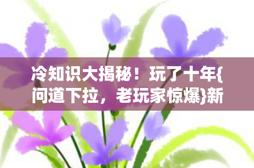 冷知识大揭秘！玩了十年{问道下拉，老玩家惊爆}新手都没毕业