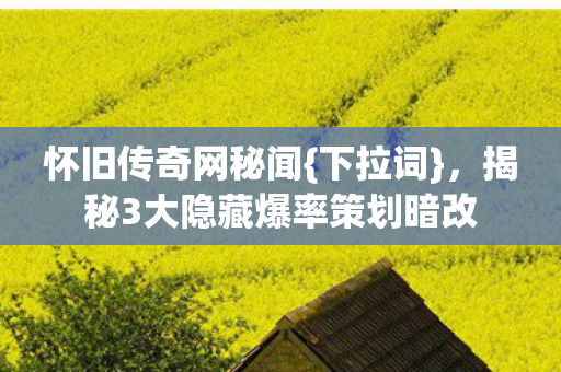 揭秘3大隐藏爆率策划暗改图片