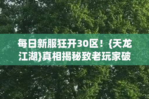 真相揭秘致老玩家破防图片