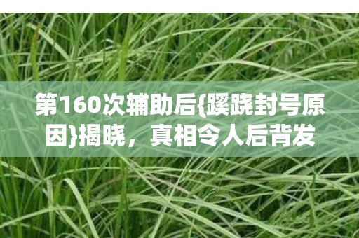第160次辅助后{蹊跷封号原因}揭晓，真相令人后背发凉