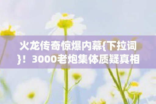 3000老炮集体质疑真相图片