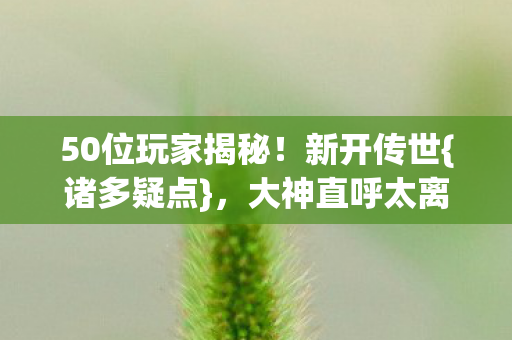 50位玩家揭秘图片