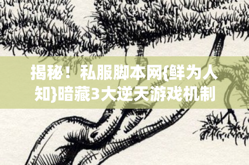 揭秘!私服脚本网{鲜为人知}暗藏3大逆天游戏机制 揭秘!私服脚本网{鲜为人知}暗藏3大逆天游戏机制