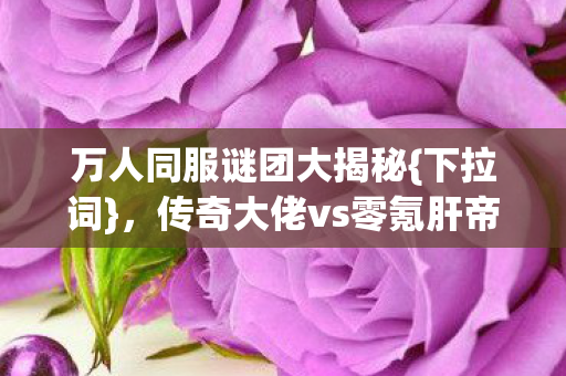 传奇大佬vs零氪肝帝谁破防图片