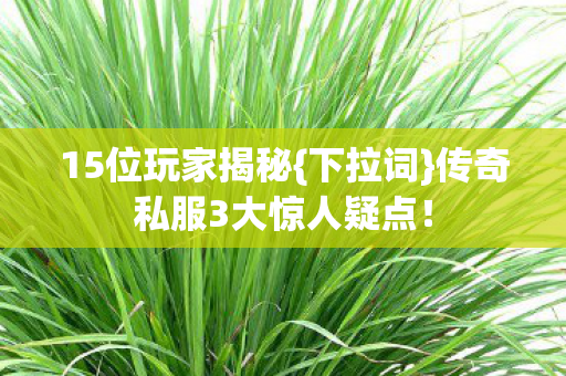 传奇私服3大惊人疑点图片