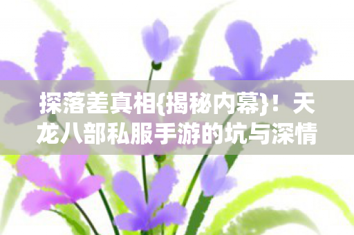 天龙八部私服手游的坑与深情图片