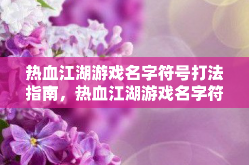 热血江湖游戏名字符号打法全解析图片