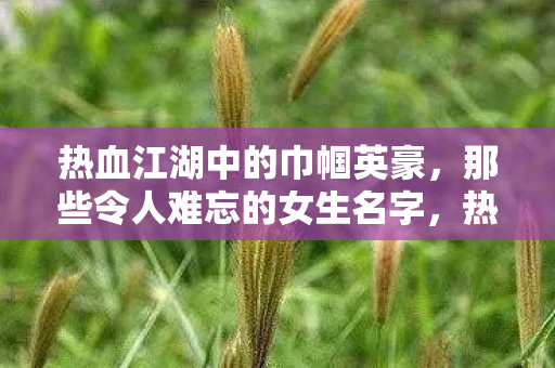 热血江湖中的巾帼英豪,那些令人难忘的女生名字,热血江湖中的巾帼英豪,令人难忘的女生名字 热血江湖中的巾帼英豪,那些令人难忘的女生名字,热血江湖中的巾帼英豪,令人难忘的女生名字