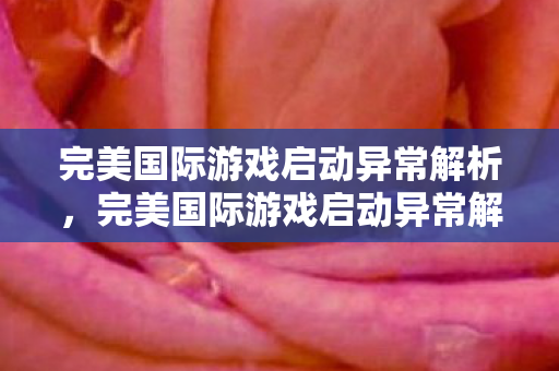 完美国际游戏启动异常解析,完美国际游戏启动异常解析 完美国际游戏启动异常解析,完美国际游戏启动异常解析