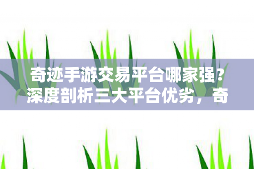 奇迹手游交易平台哪家强?深度剖析三大平台优劣,奇迹手游交易,三大平台优劣深度剖析 奇迹手游交易平台哪家强?深度剖析三大平台优劣,奇迹手游交易,三大平台优劣深度剖析