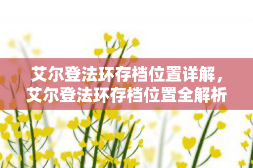 艾尔登法环存档位置详解，艾尔登法环存档位置全解析
