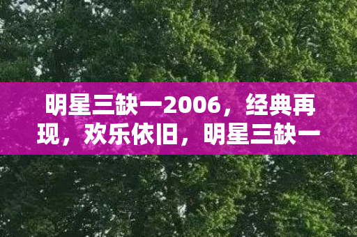 明星三缺一2006,经典再现,欢乐依旧,明星三缺一2006经典再现,欢乐无限 明星三缺一2006,经典再现,欢乐依旧,明星三缺一2006经典再现,欢乐无限